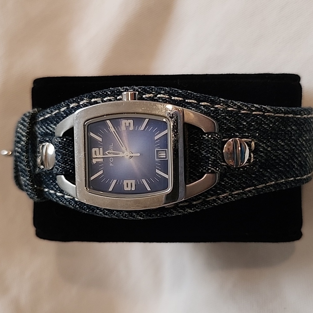 Fossil Watch with Denim Band